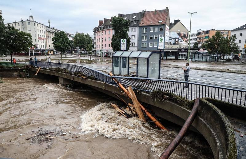 Uno de los puentes dañados de la ciudad de Hagen, al oeste de Alemania.