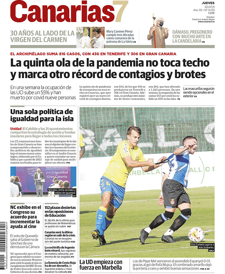 Vea la portada de CANARIAS7 de este jueves 22 de julio