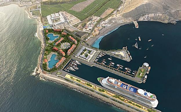 Recreación de cómo quedaría la zona de El Pajar con la reconversión para uso turístico del puerto de Santa Águeda. 