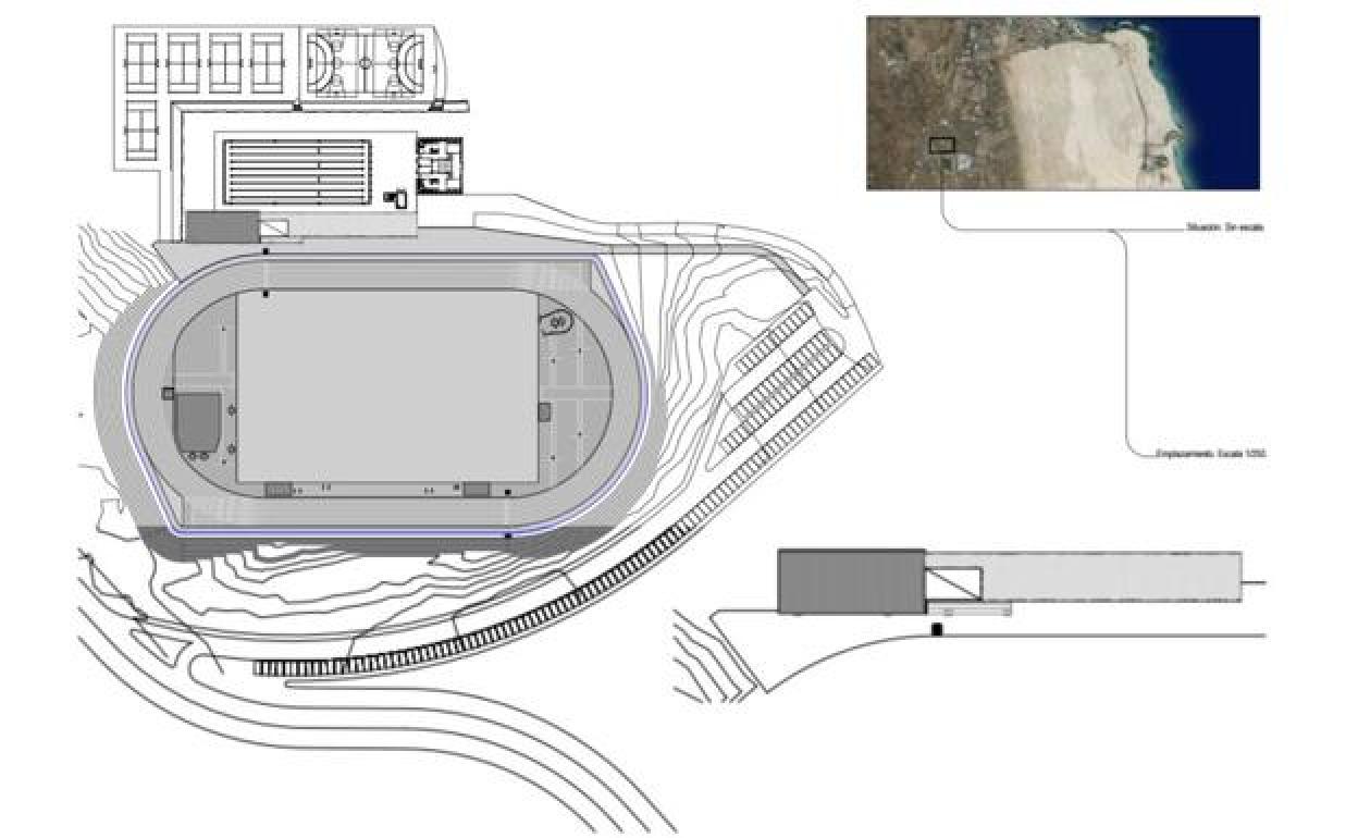 Plano de la futura pista de atletismo, a construir junto a la piscina municipal. 