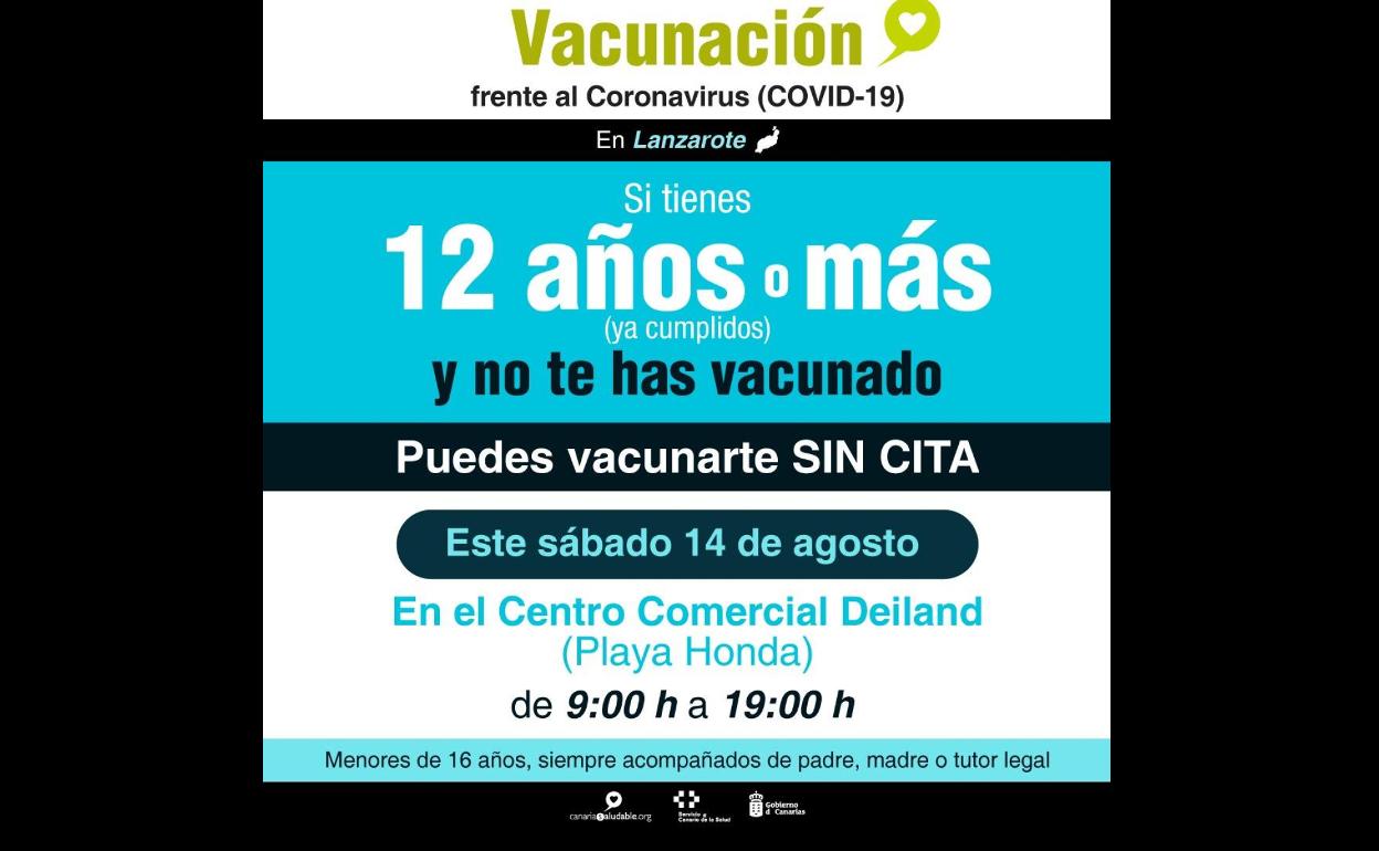 Sanidad organiza este sábado una nueva jornada de vacunación sin cita en Lanzarote