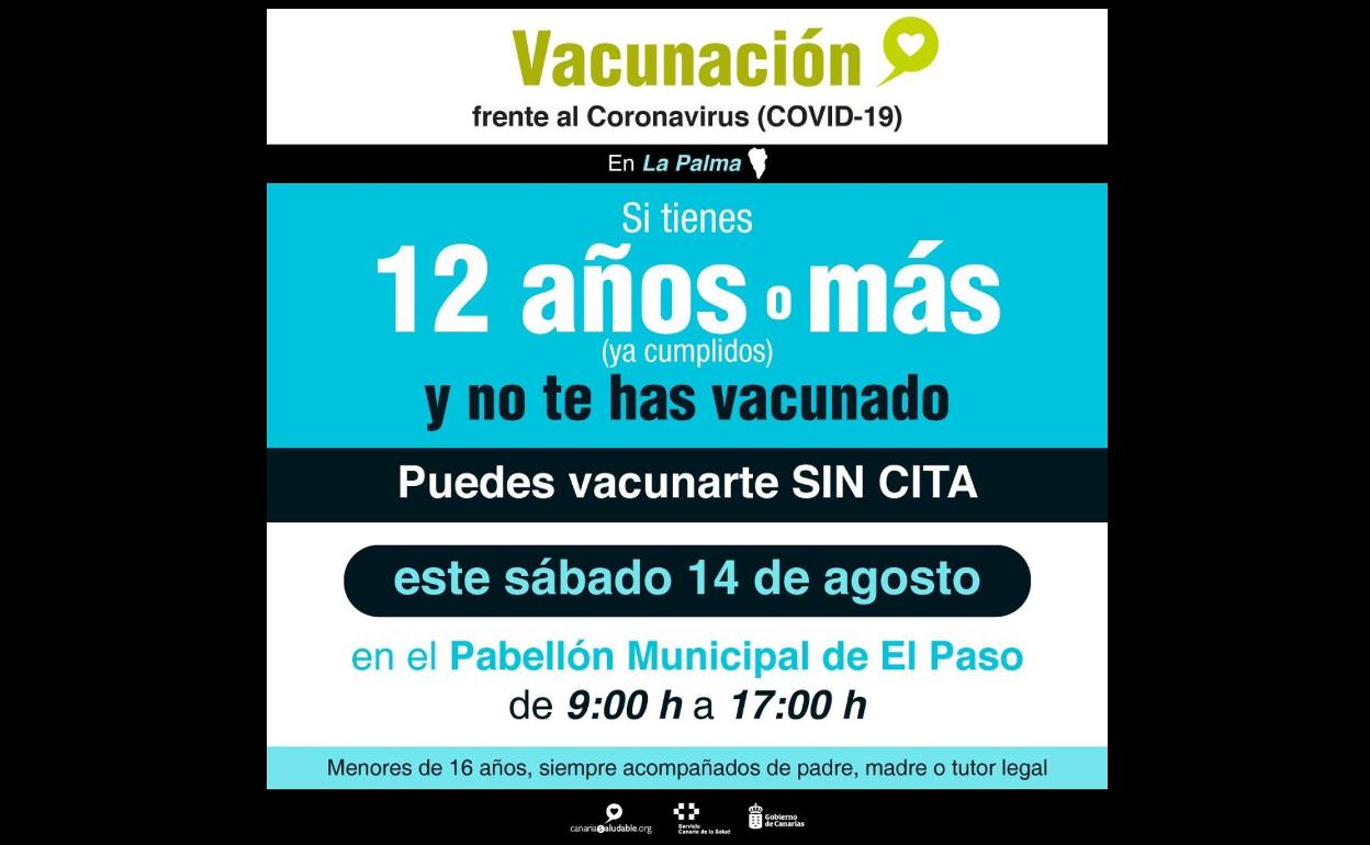 Nueva jornada de vacunación sin cita para mayores de 12 años en La Palma