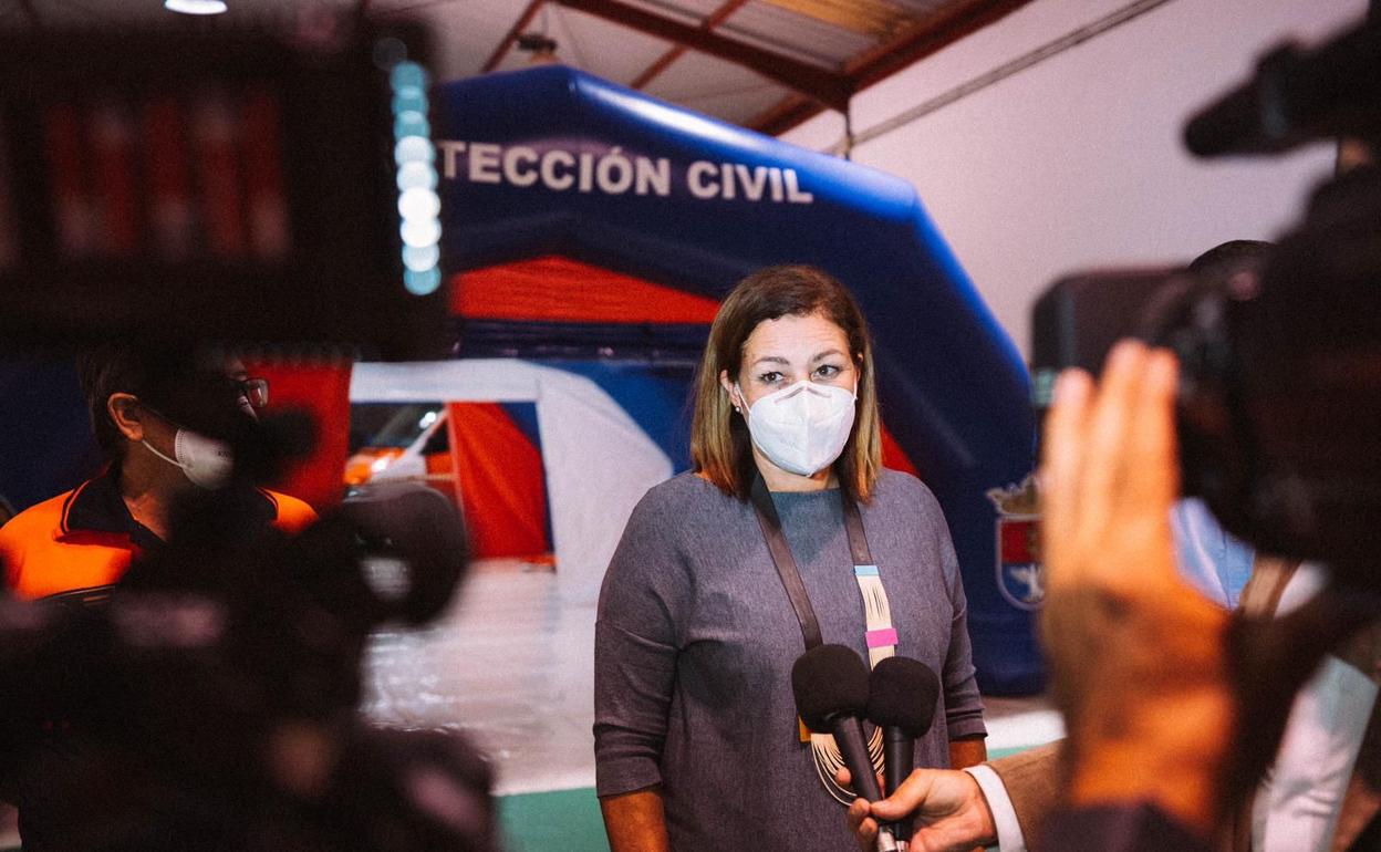 Ástrid Pérez en la sede de Protección Civil. 