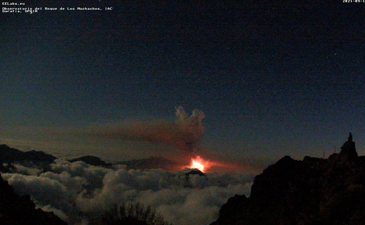 La erupción vista desde el observatorio del IAC en el Roque de los Muchachos