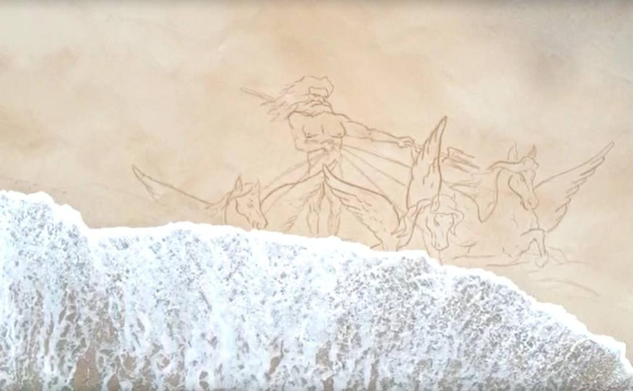 Imagen de la pieza realizada en la arena. 