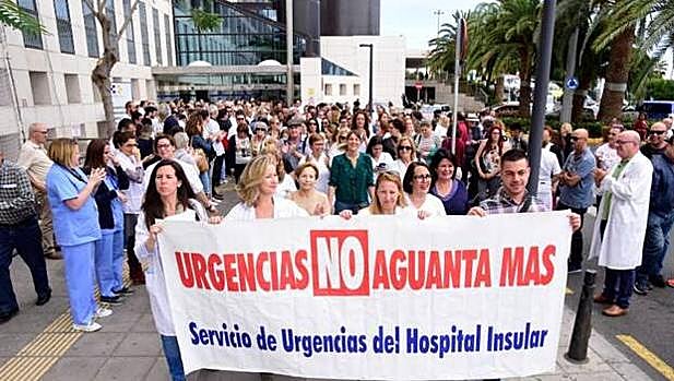 Imagen de archivo de la protesta de Urgencias del Insular en abril de 2019. 