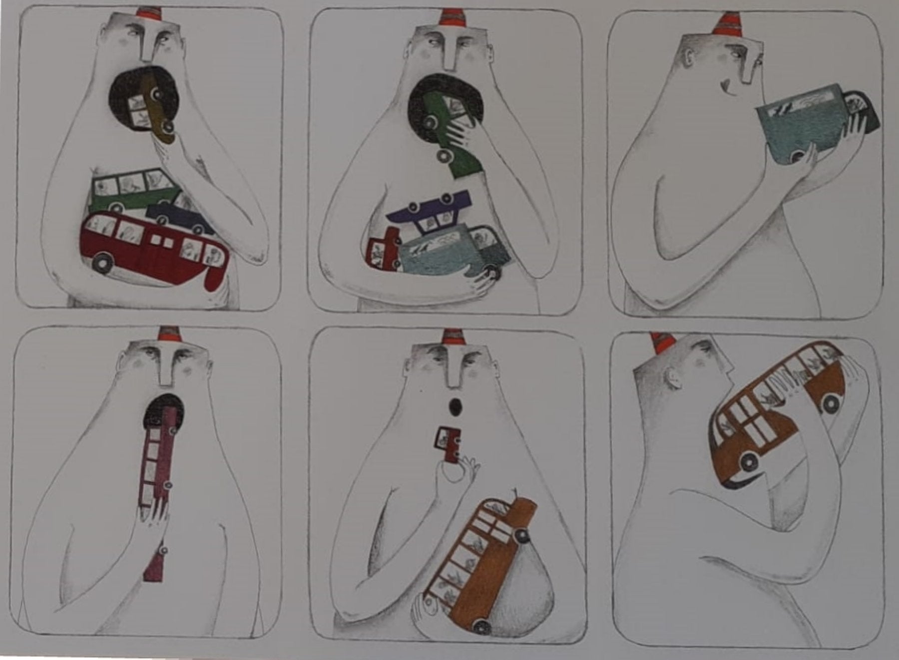 Algunas de las ilustraciones del álbum ganador, 'Atasco'. 