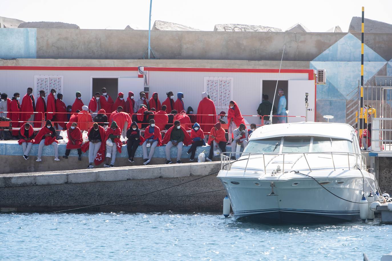 Imagen de migrantes rescatados la semana pasada en Fuerteventura. 