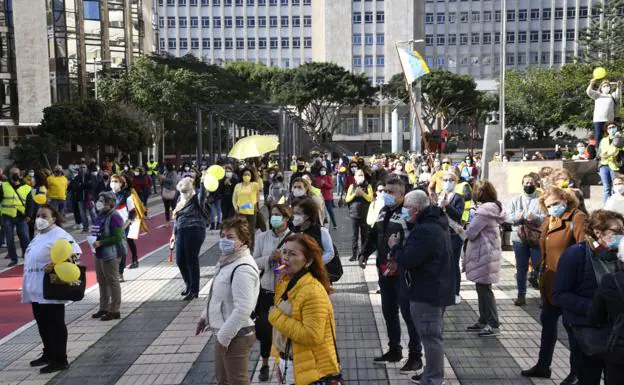 Imagen de una protesta de los trabajadores temporales de la comunidad autónoma. 