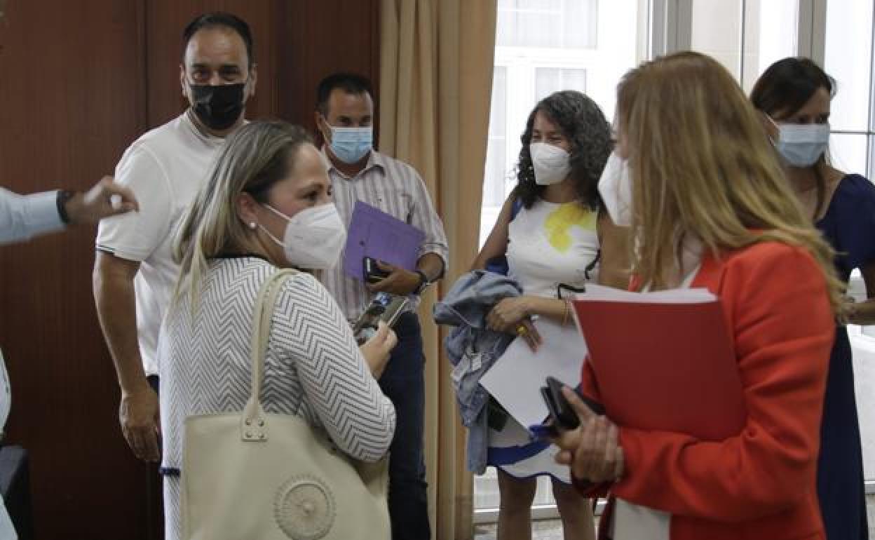 Consejeros antes de un pleno presidido por María Dolores Corujo. 
