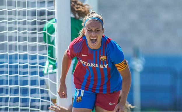 Alexia Putellas celebra un gol con el Barça. 
