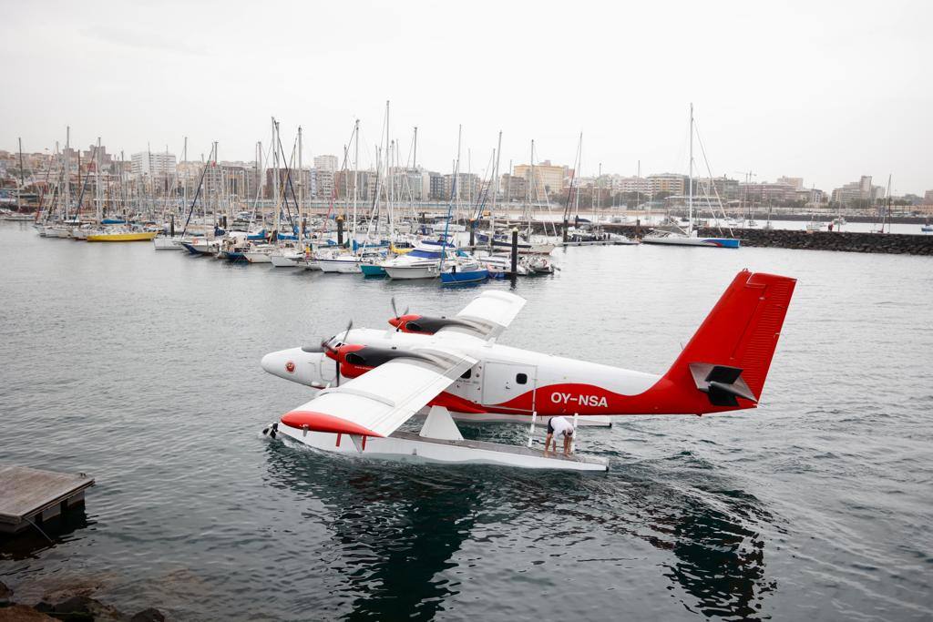 Fotos: Imágenes de la llegada del hidroavión en Las Palmas de Gran Canaria