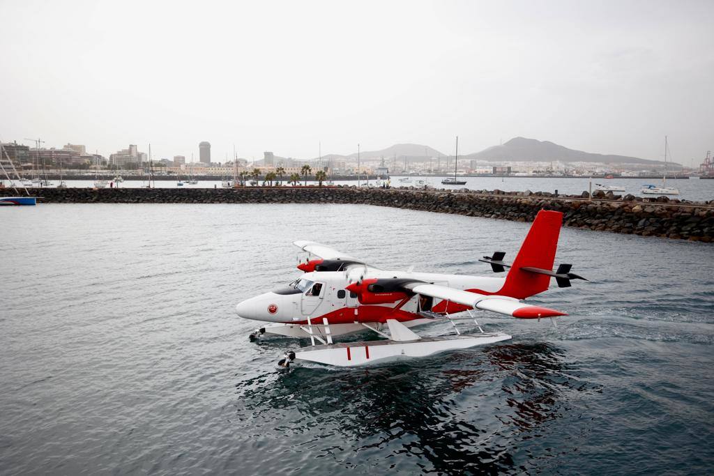 Fotos: Imágenes de la llegada del hidroavión en Las Palmas de Gran Canaria
