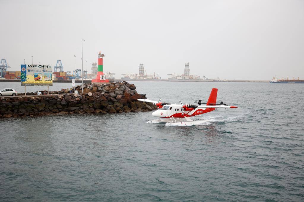 Fotos: Imágenes de la llegada del hidroavión en Las Palmas de Gran Canaria