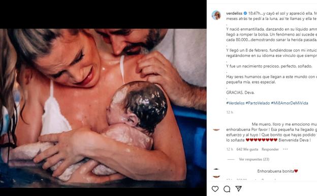 Imagen del nacimiento de Deva que Verdeliss ha colgado en su cuenta de Instagram. 