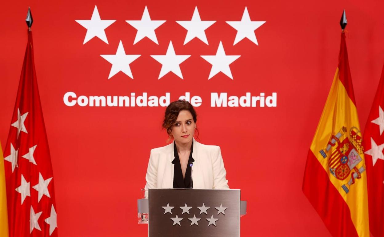 La presidenta madrileña, Isabel Díaz Ayuso 