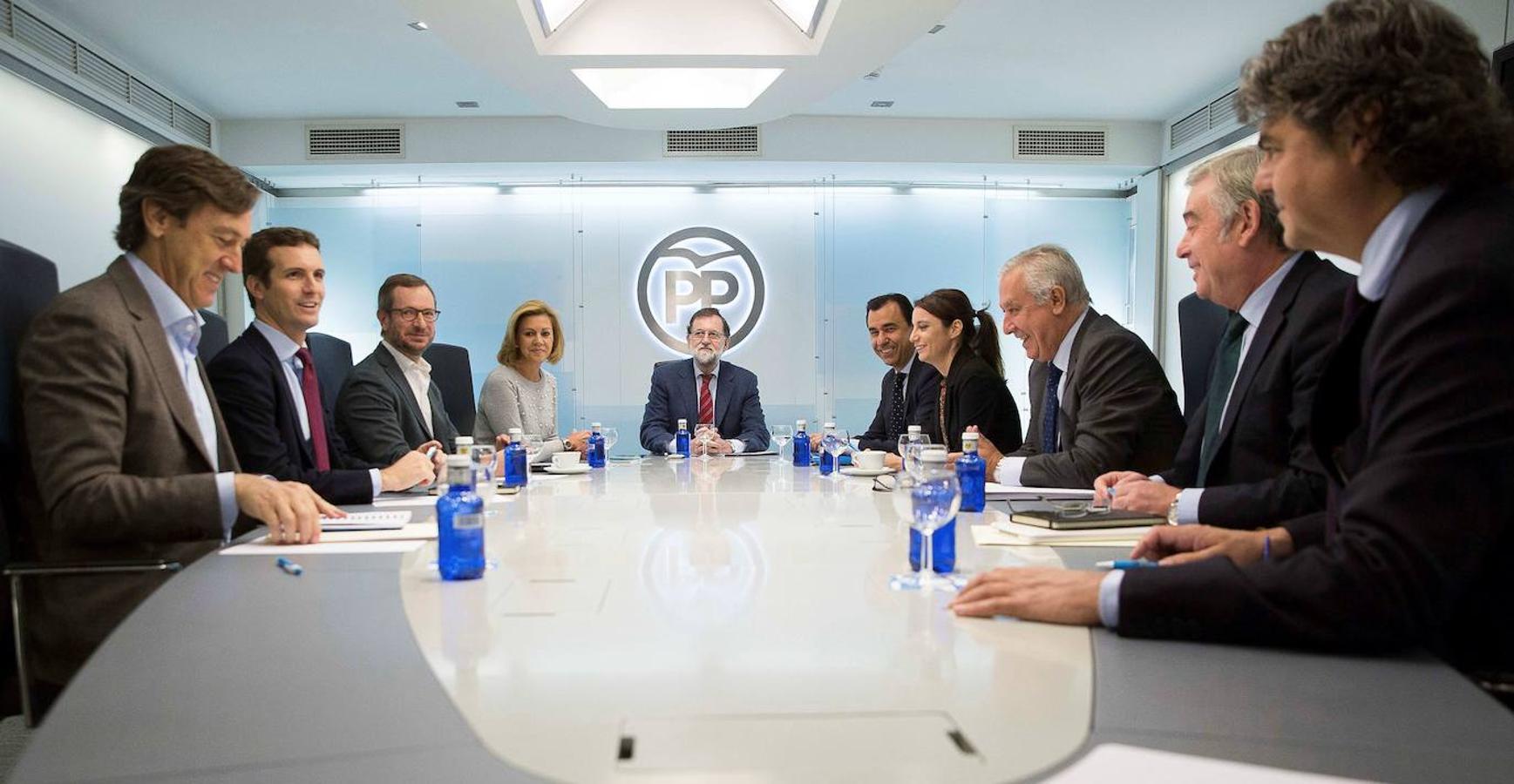 Pablo Casado en una de las reuniones del Comité de Dirección del PP bajo el mandato de Rajoy.