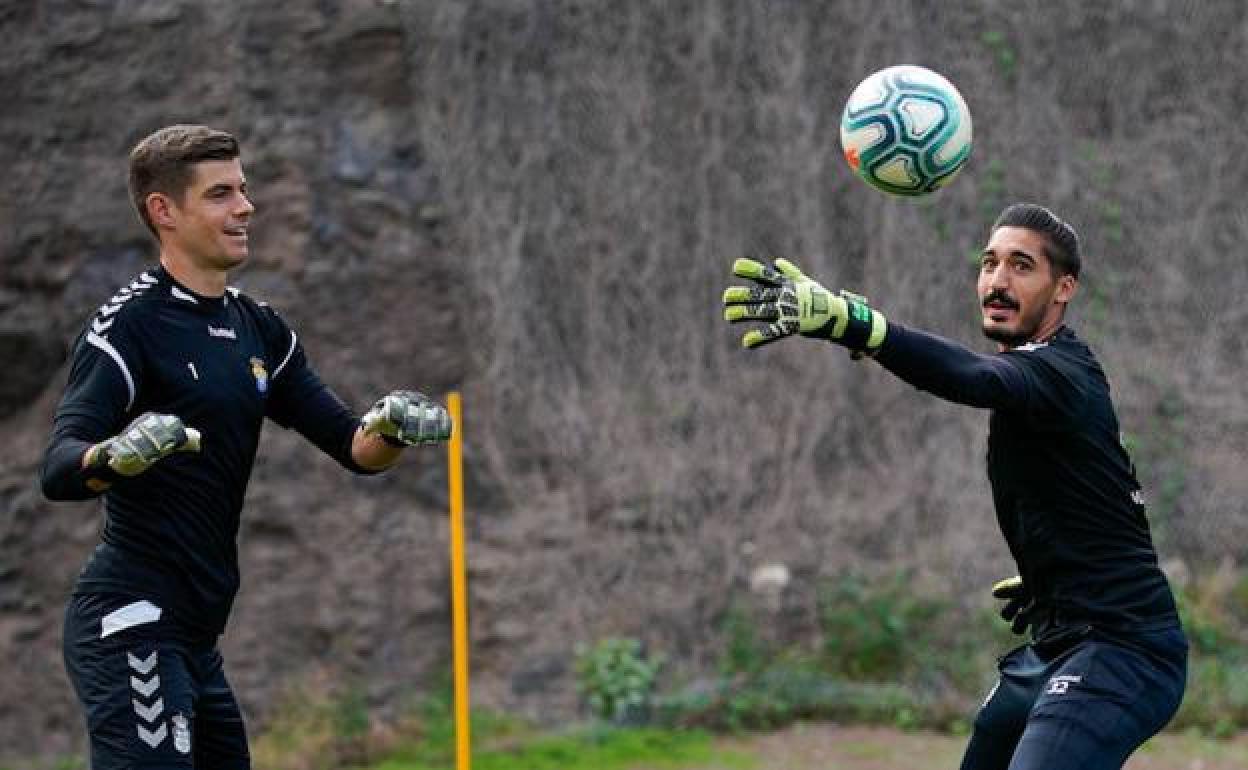 Raúl y Valles, en un entrenamiento. 