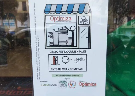 Imagen de uno de los pictogramos que han sido colocados en los comercios de Siete Palmas. 