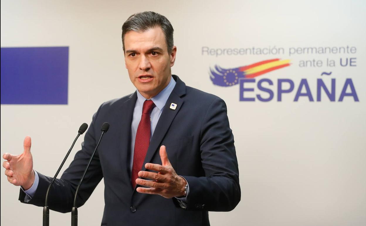 El presidente del Gobierno, Pedro Sánchez, tras el Consejo Europeo. 