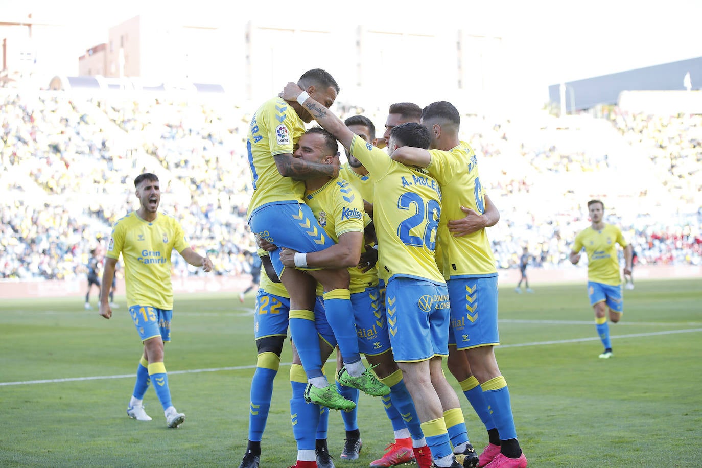 La UD celebra un gol esta temporada en el Gran Canaria. 