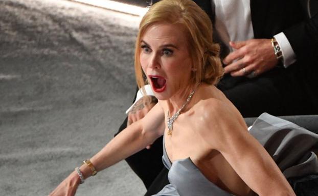 La reacción de Nicole Kidman tras el bofetón de Will Smith a Rock. 