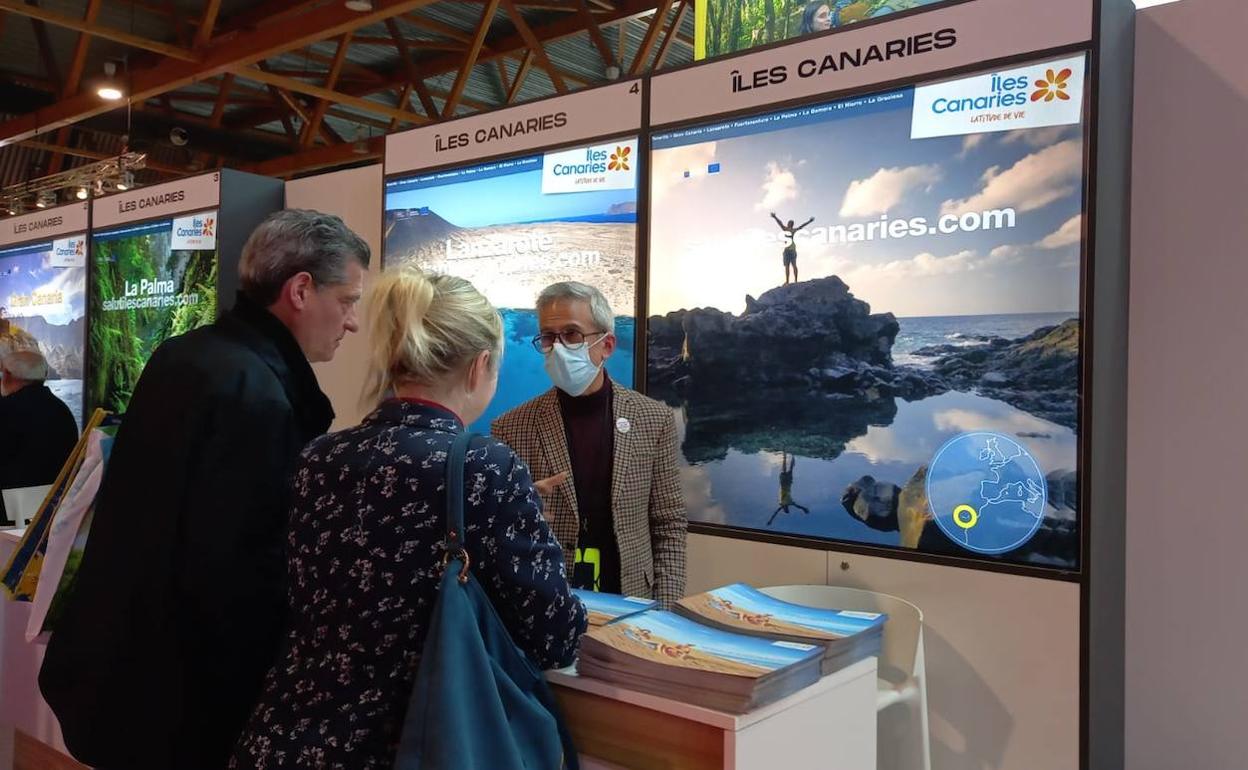 Imagen del 'stand' de las Islas Canarias en el 'Salon des Vacances' de Bruselas. 