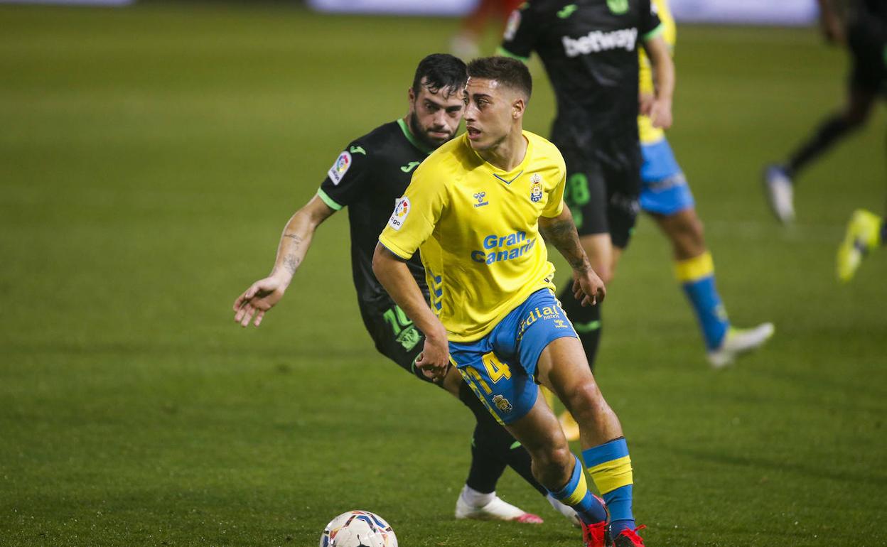 Lemos, en el partido ante el Leganés en el Gran Canaria de esta campaña.