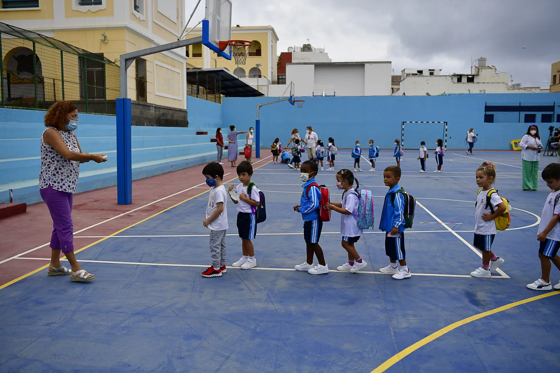 Alumnado de Infantil en el colegio León y Castillo, que el próximo curso tendrá un aula para alumnado de dos años. 