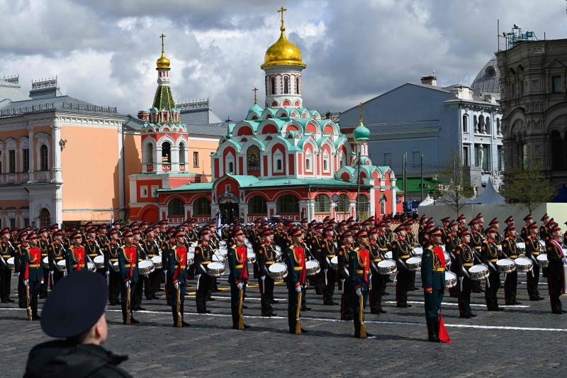 Una de las bandas de música del ejército ruso, en el Día de la Victoria de Moscú.