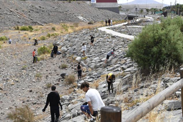 Fotos: Alumnado del IES Josefina de la Torre le dan una batida al barranco del Polvo