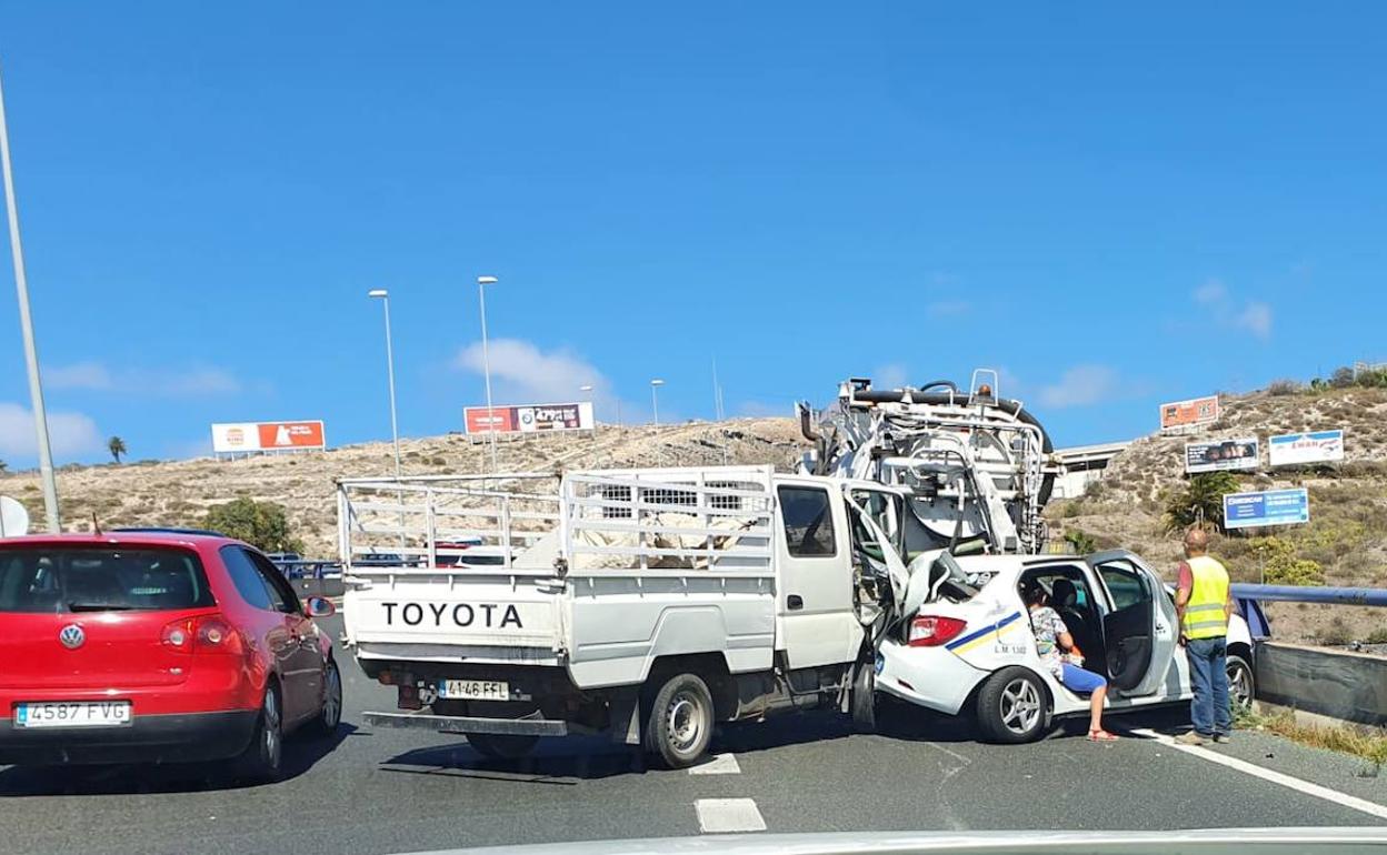 Imagen del accidente sufrido en la zona de Tamaraceite. 