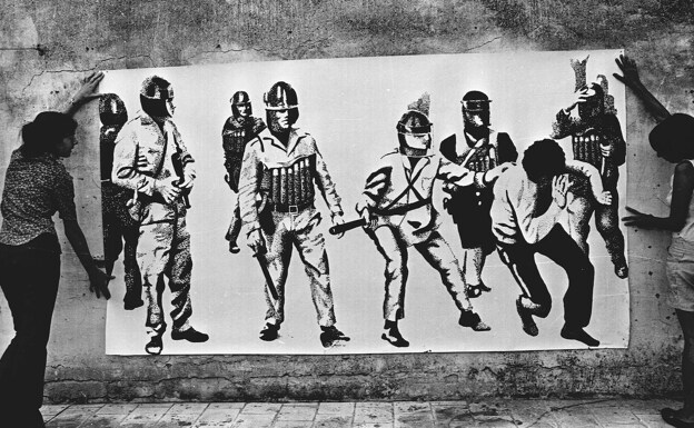 Mural colectivo para la exposición 'Opresión, represión y lucha del pueblo latinoamericano'. 