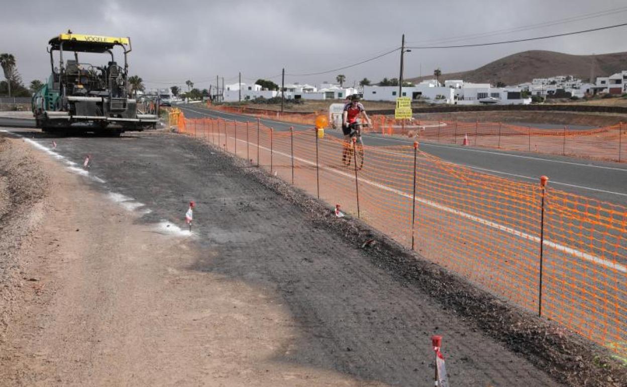 Obras en la rotonda. 