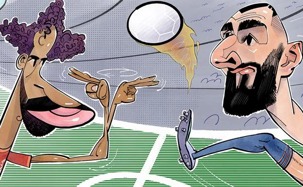 Caricaturas de Mohamed Salah y Karim Benzema. 