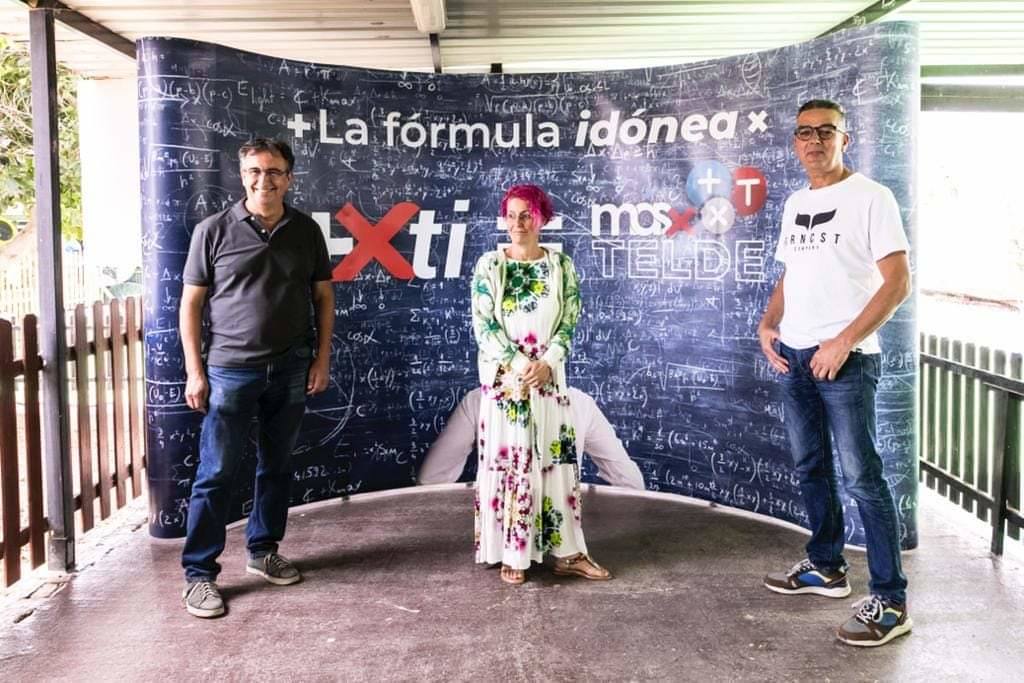 Juan Francisco Artiles, Auri Saavedra y Mario Torres, este domingo, en el acto de Más por Telde. 