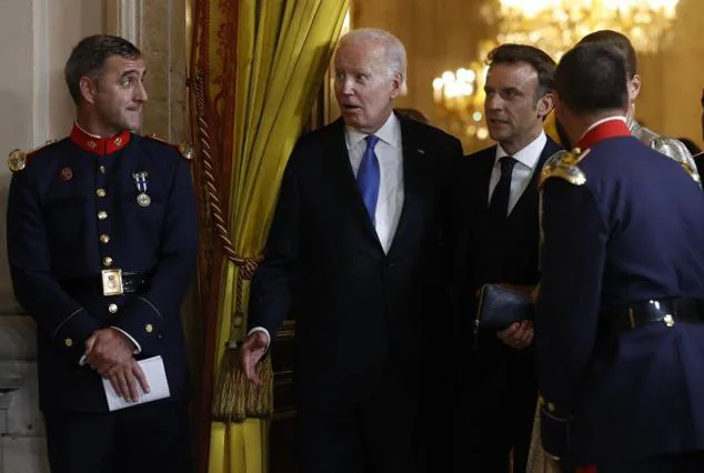 Biden y Macron, en el Palacio Real. 