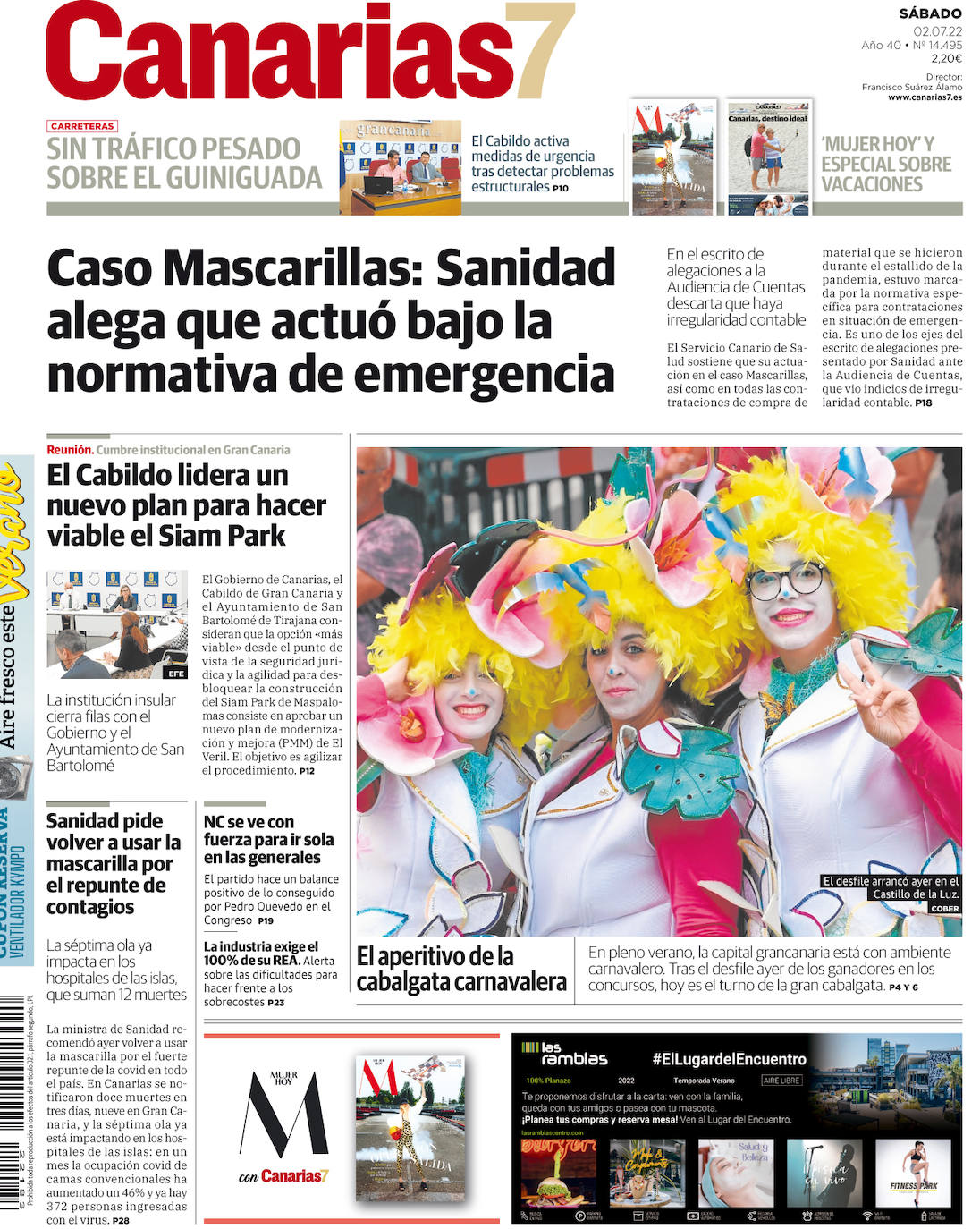 Vea la portada de CANARIAS7 de este sábado 2 de julio