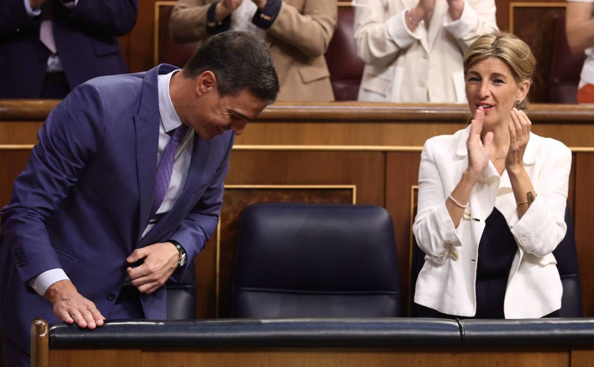 Pedro Sánchez y Yolanda Díaz en el Congreso.