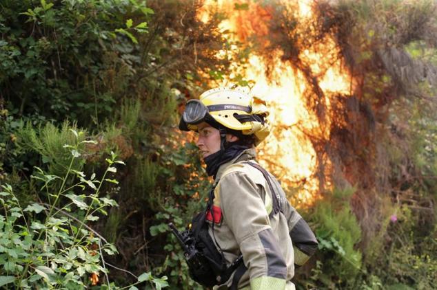 Los servicios de emergencias tratan de controlar el incendio de Lugo