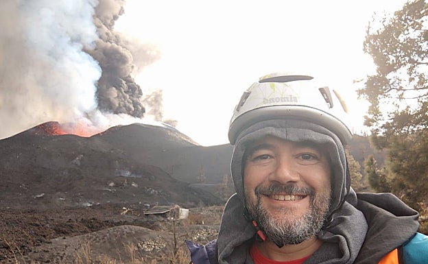 David Calvo, portavoz de Involcán, en los días de la erupción.