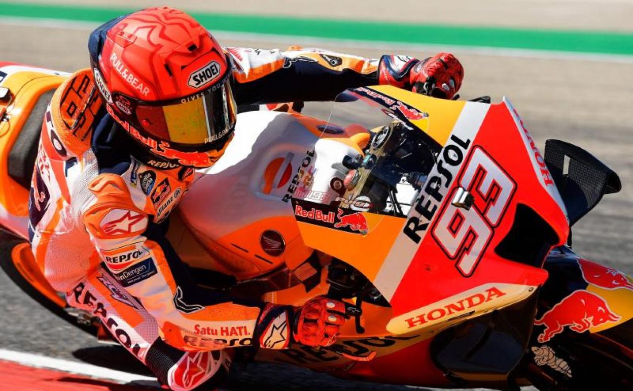 Marc Márquez, durante la sesión de clasificación del GP de Aragón. 