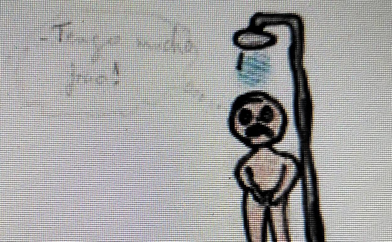 Dibujo de Rayan, un niño que vive en la Cañada Real de Madrid, sobre su vida sin electricidad.
