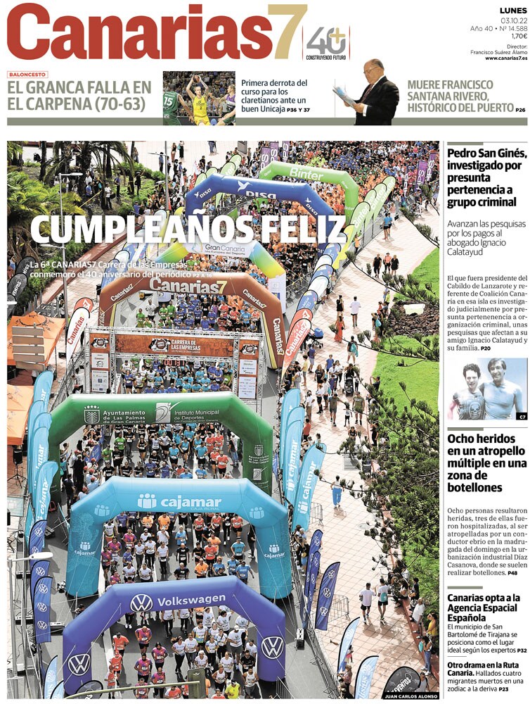 Vea la portada de CANARIAS7 de este lunes 3 de octubre