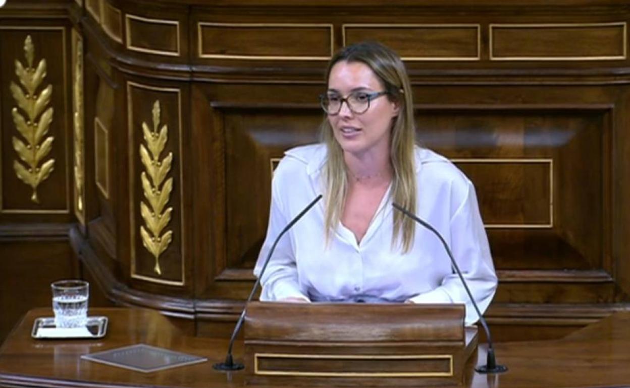 La diputada de CC María Fernández, durante su intervención en el pleno del Congreso. 