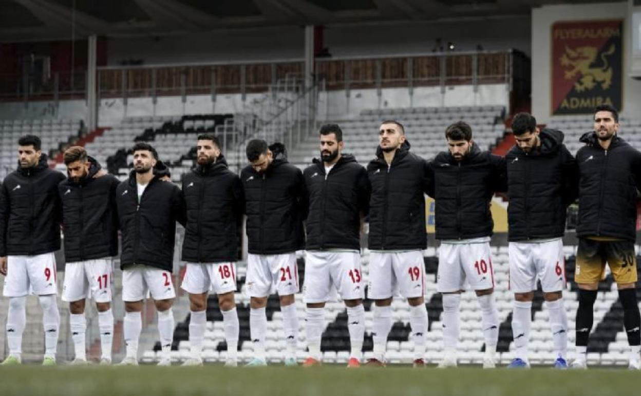 Protesta de jugadores de Irán. 