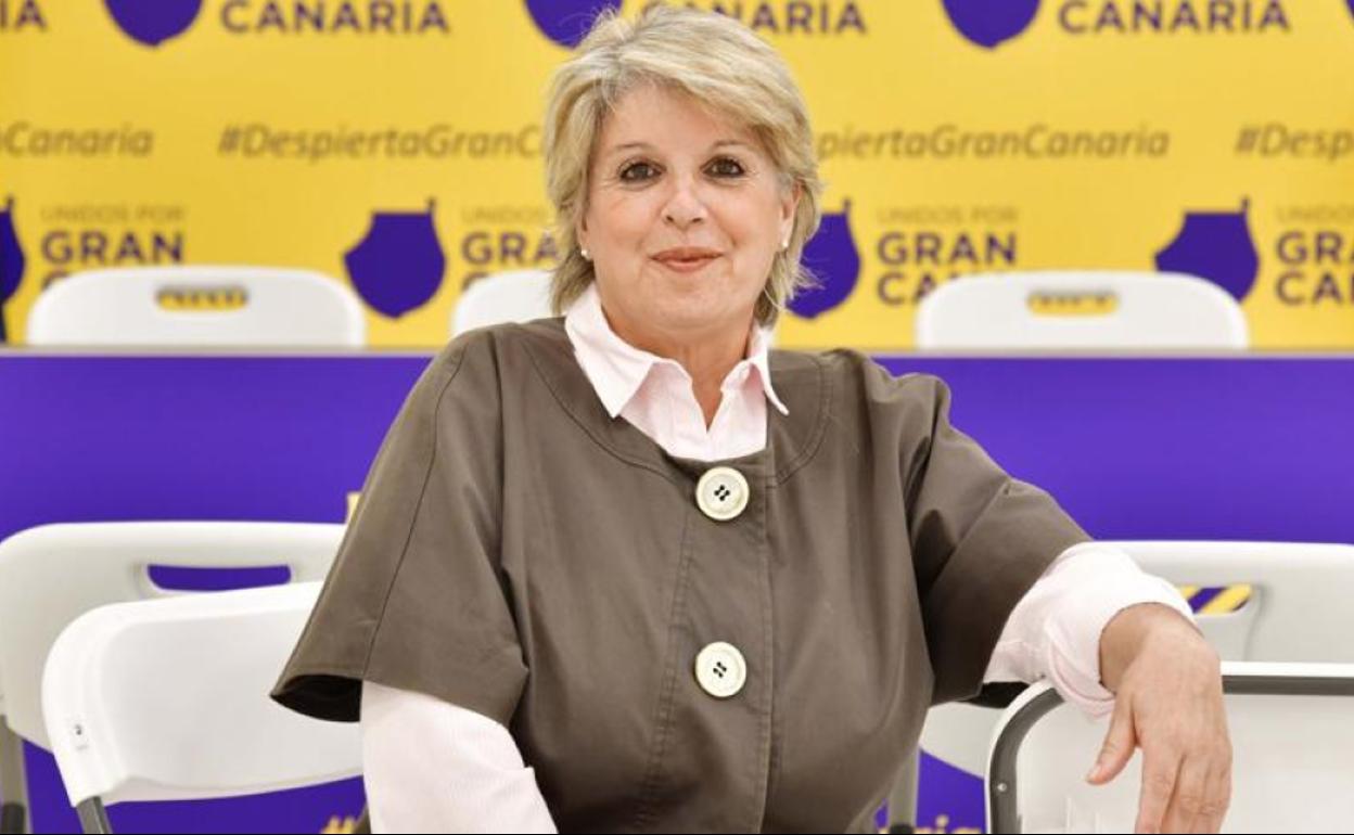 Carmen Guerra en la sede de Unidos por Gran Canaria. 