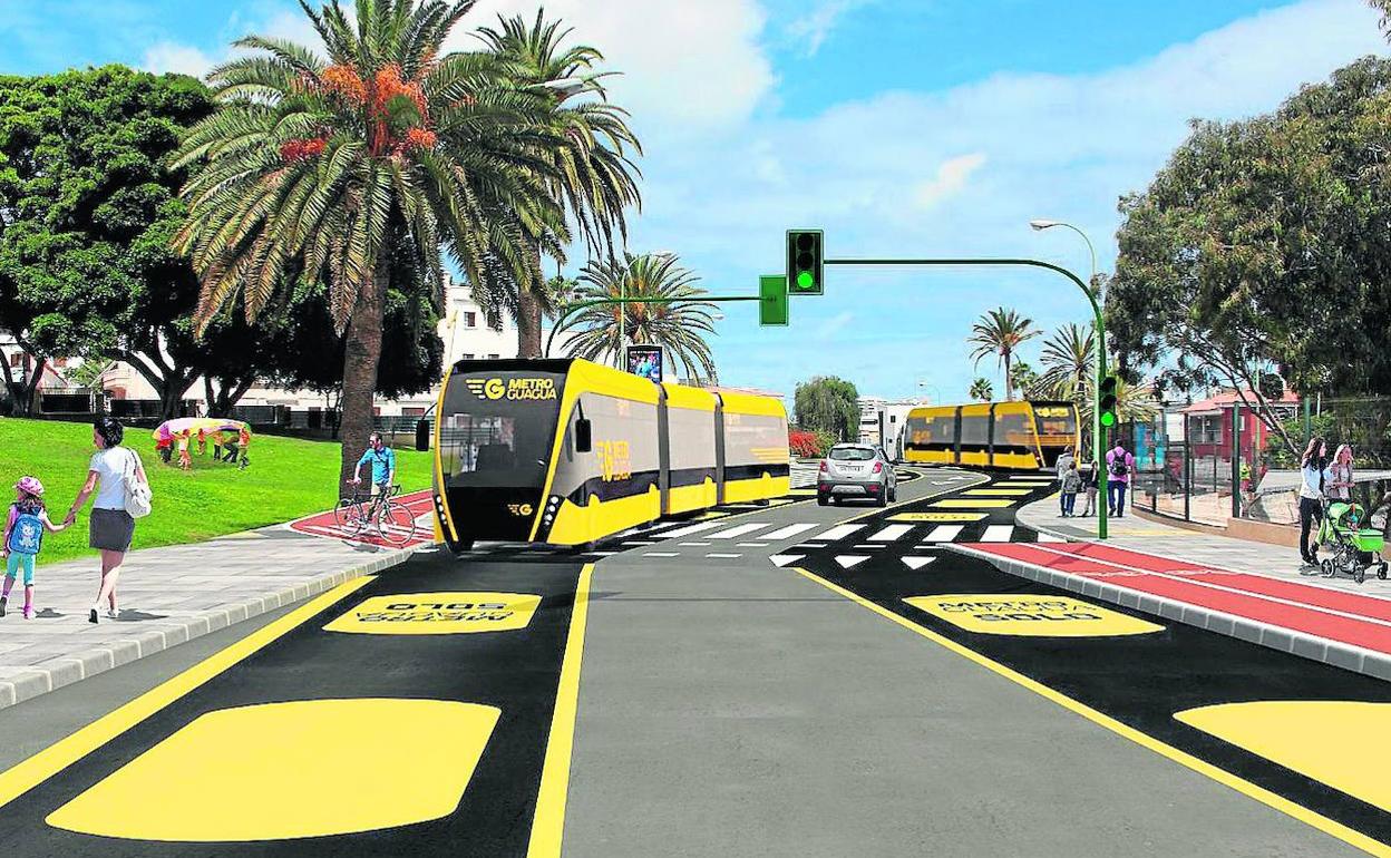 La metroguagua en dibujos. 