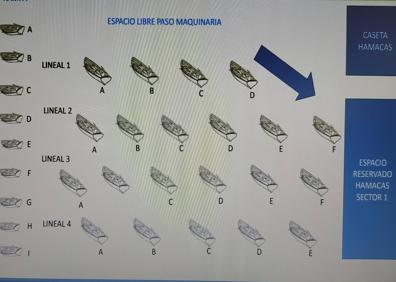 Imagen secundaria 1 - Arriba, las barcas que quedan por moverse. Sobre estas líneas, plano de como se van a ordenar y zona de Saulo Torón. 