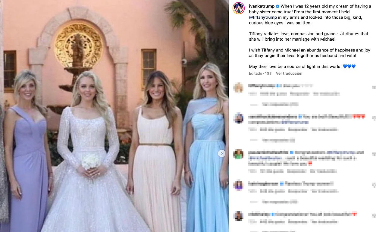 De izquierda a derecha, Marla Maples -madre de la novia-, Tiffanny Trump, Melania Trump e Ivanka Trump. 